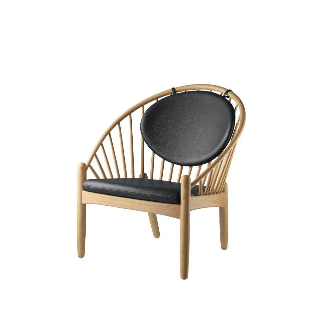 Fauteuil en chêne Jørna FDB Møbler - J166 Naturel, Cuir noir