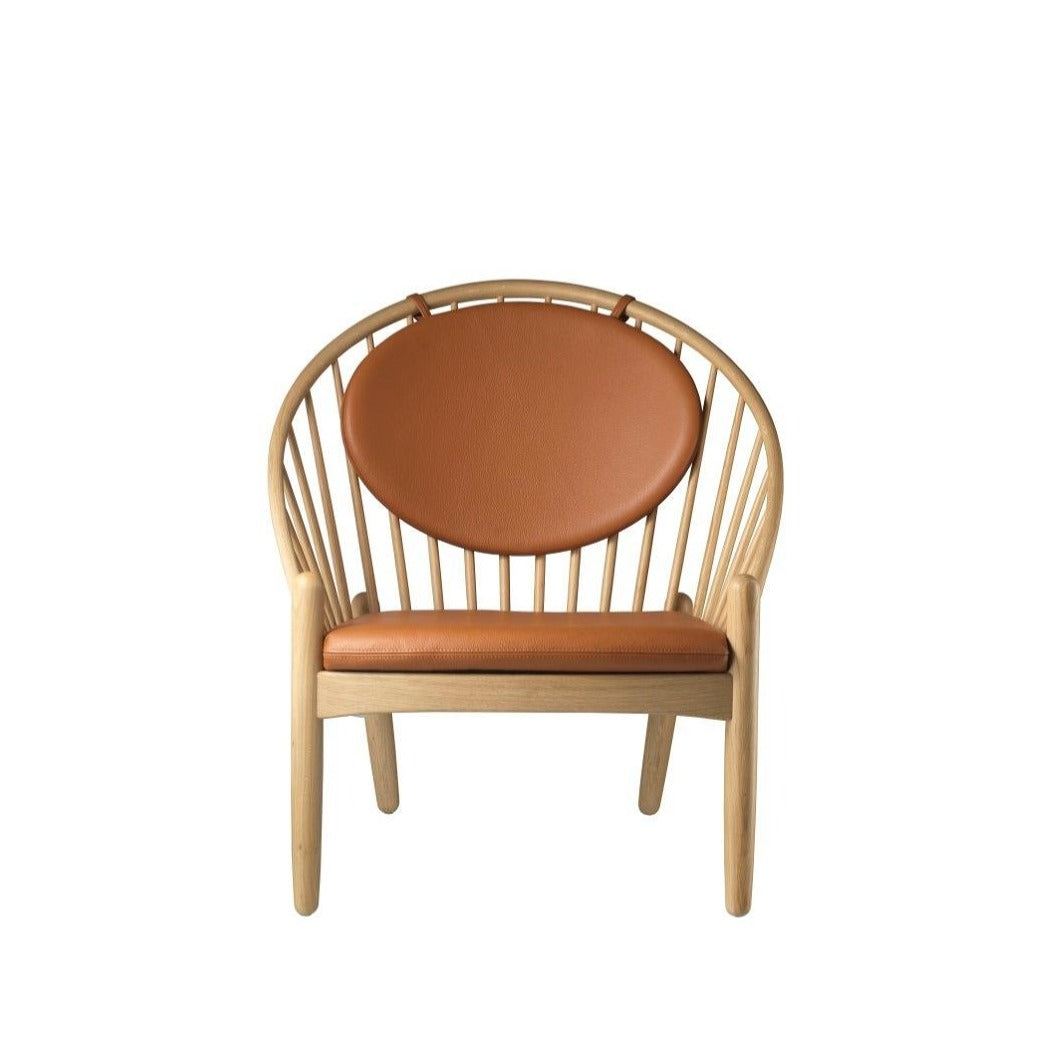 Fauteuil en chêne Jørna FDB Møbler - J166 Naturel, Cuir cognac