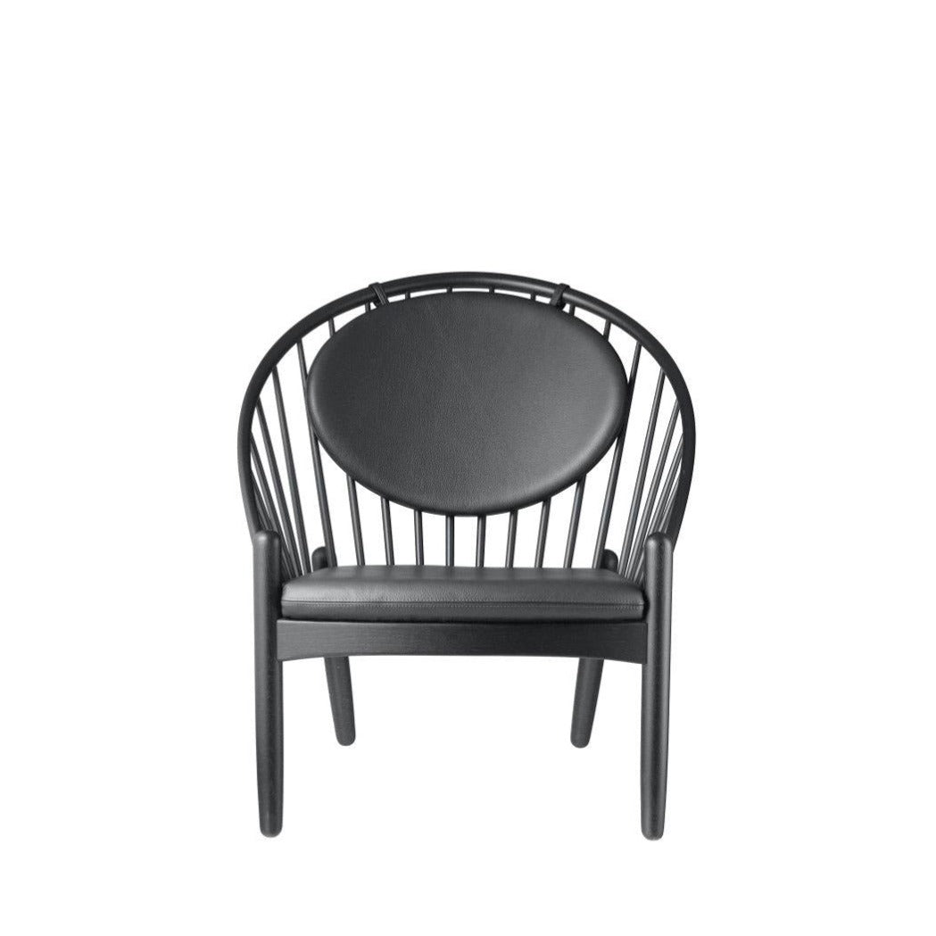 Fauteuil en chêne Jørna FDB Møbler - J166 Noir, Cuir noir