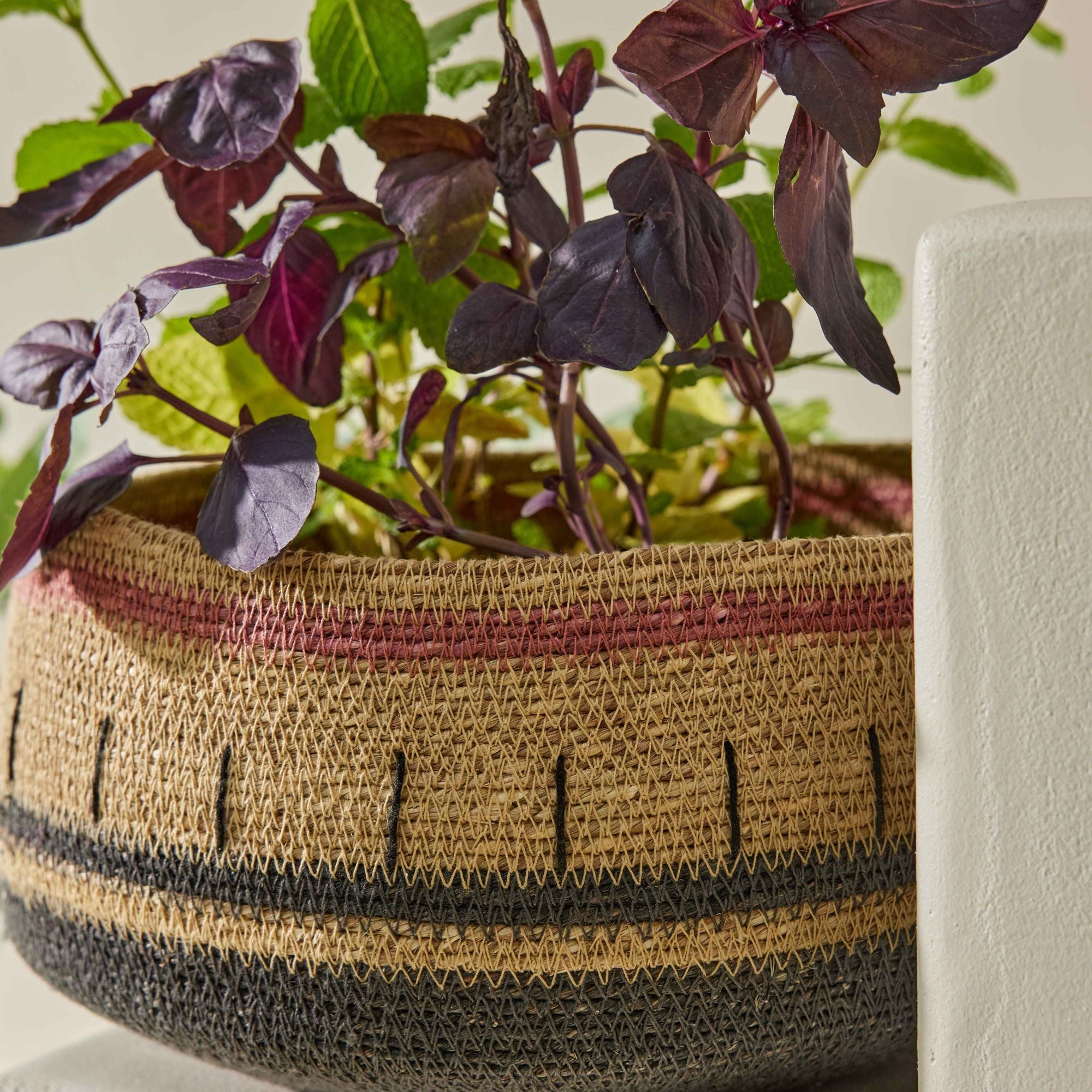  Bonheur du jour, Panier en jonc de mer - Naturel Lilas