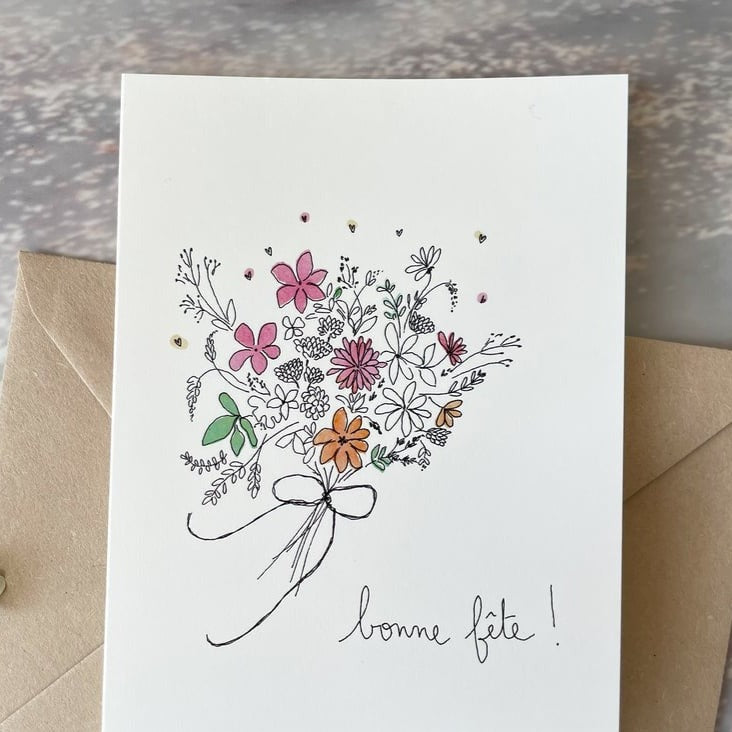 Carte Papillonnage - Bonne fête (Bouquet)