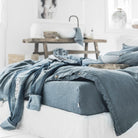 Drap housse en lin Magic Linen - Gray blue