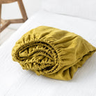 Drap housse en lin Magic Linen -  Moss yellow