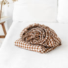 Drap housse en lin Magic Linen - Vichy Cinnamon