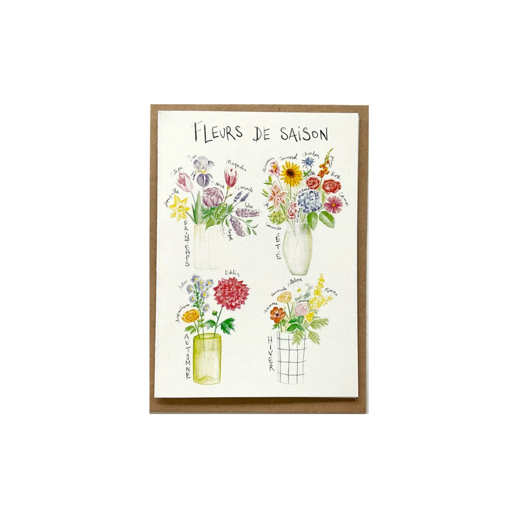  Ellimac Pinson,Petite carte A6 - "Fleurs de Saison"