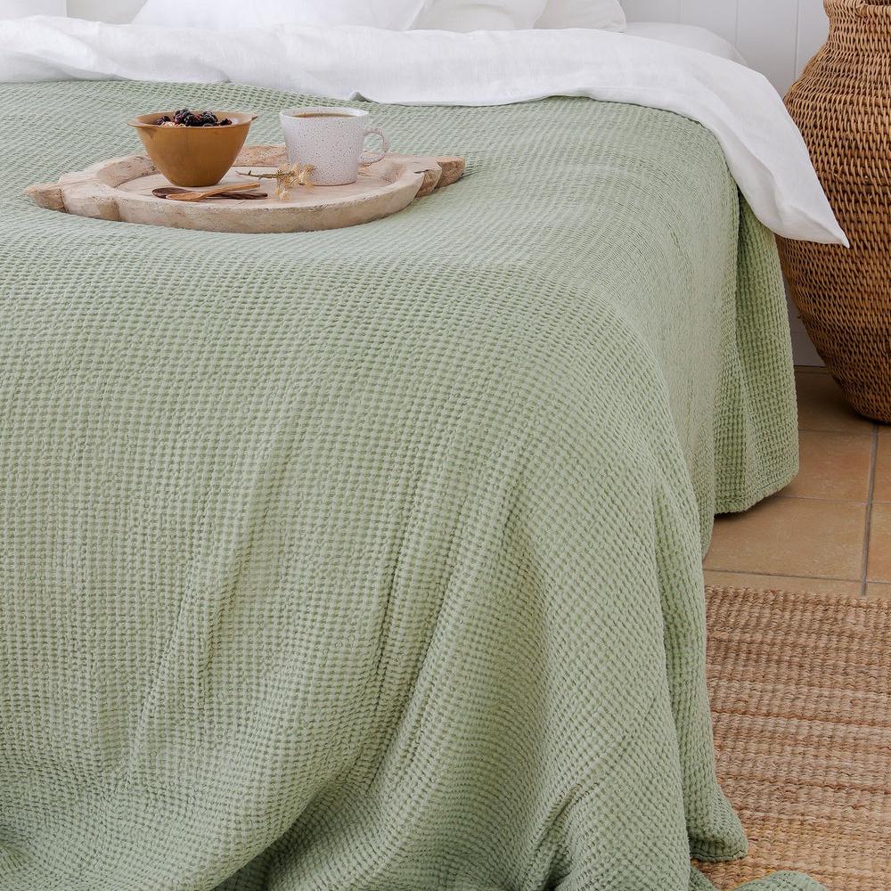 Magic Linen, Grande couverture gaufrée - Vert pistache