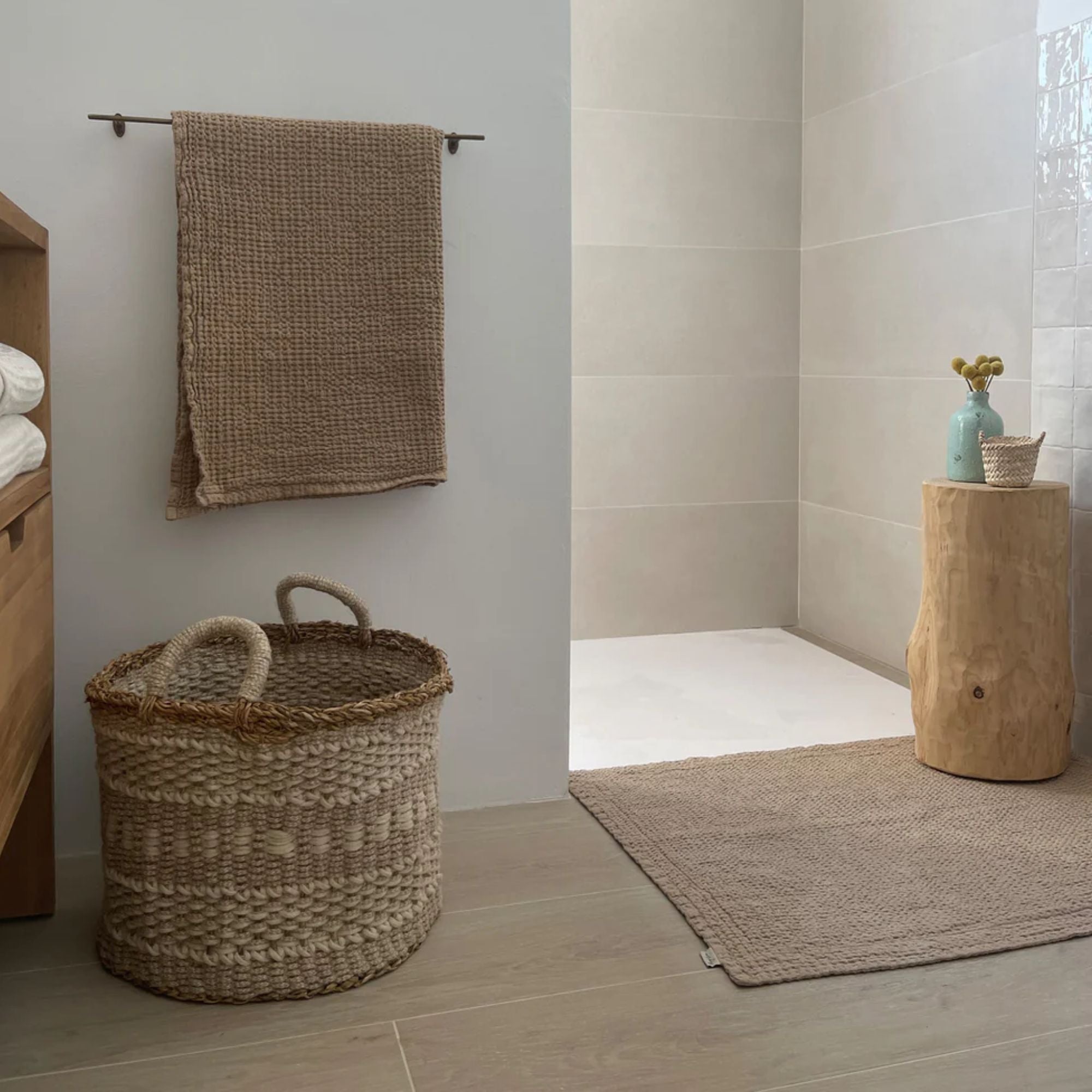 Magic Linen, Tapis de bain gaufré - Beige