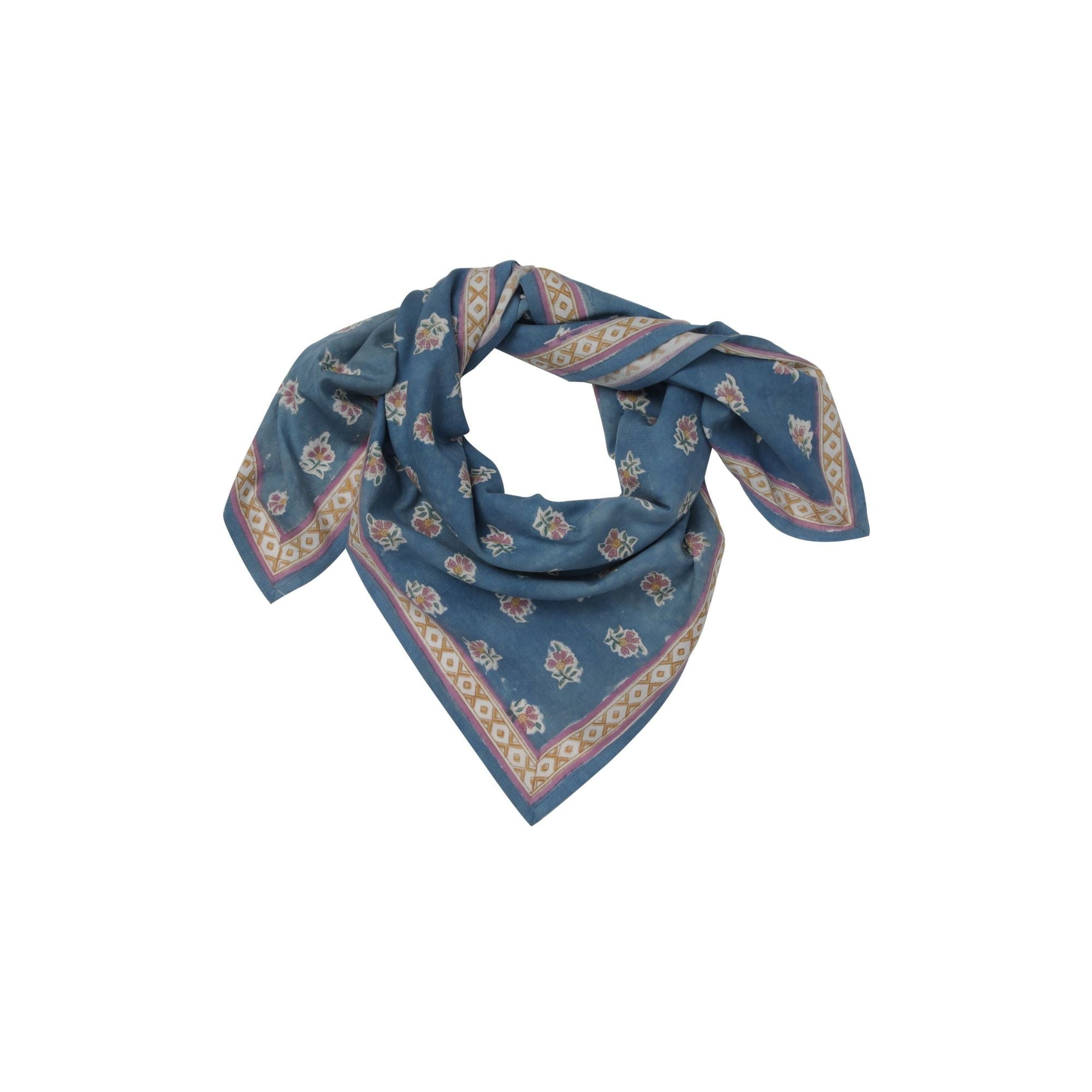 Petit Foulard Indien Bonheur du jour - Belsa Blue