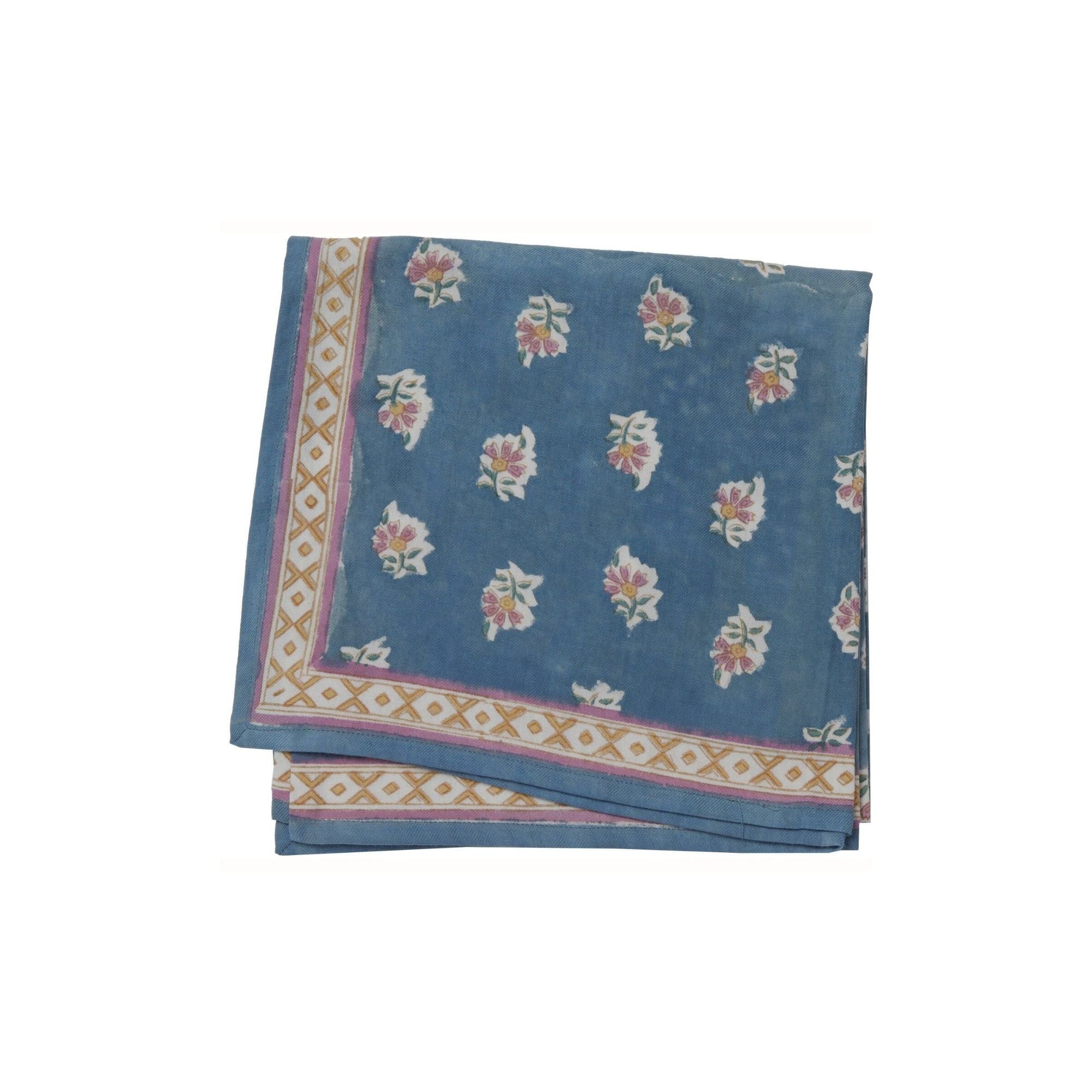 Petit Foulard Indien Bonheur du jour - Belsa Blue