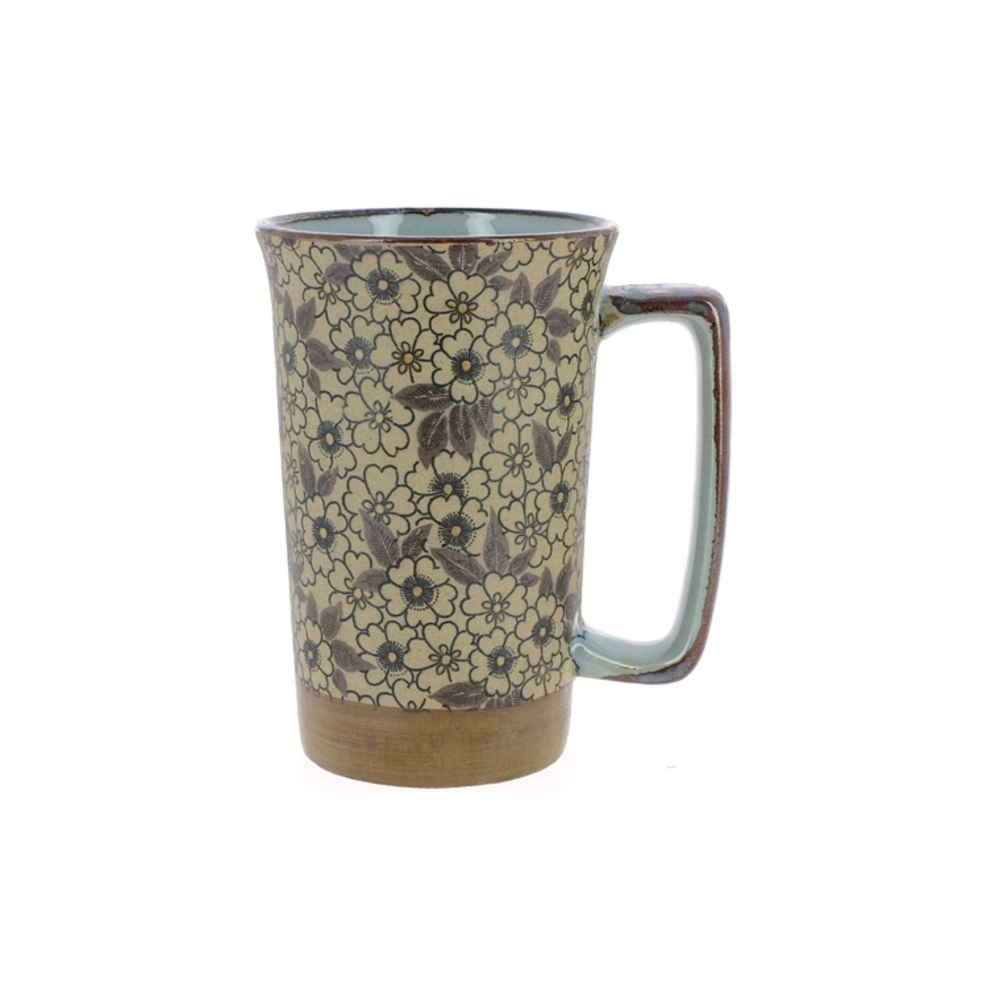 Porcelaine Japonais, Grand mug - Retro fleurs et feuilles