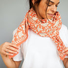 Grand Foulard Apaches Collection -  Coeur Papaye