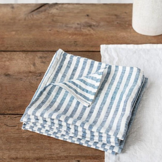 Serviette de table Magic Linen - Rayée bleu