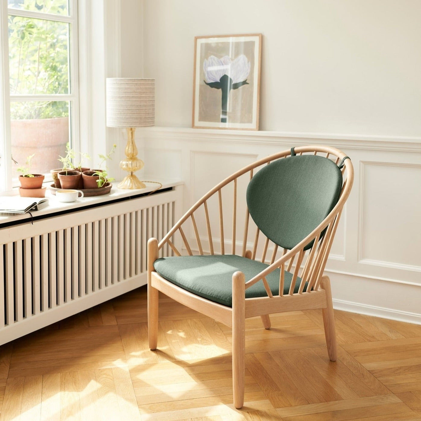 Fauteuil en chêne Jørna FDB Møbler - J166 Naturel, Vert foncé