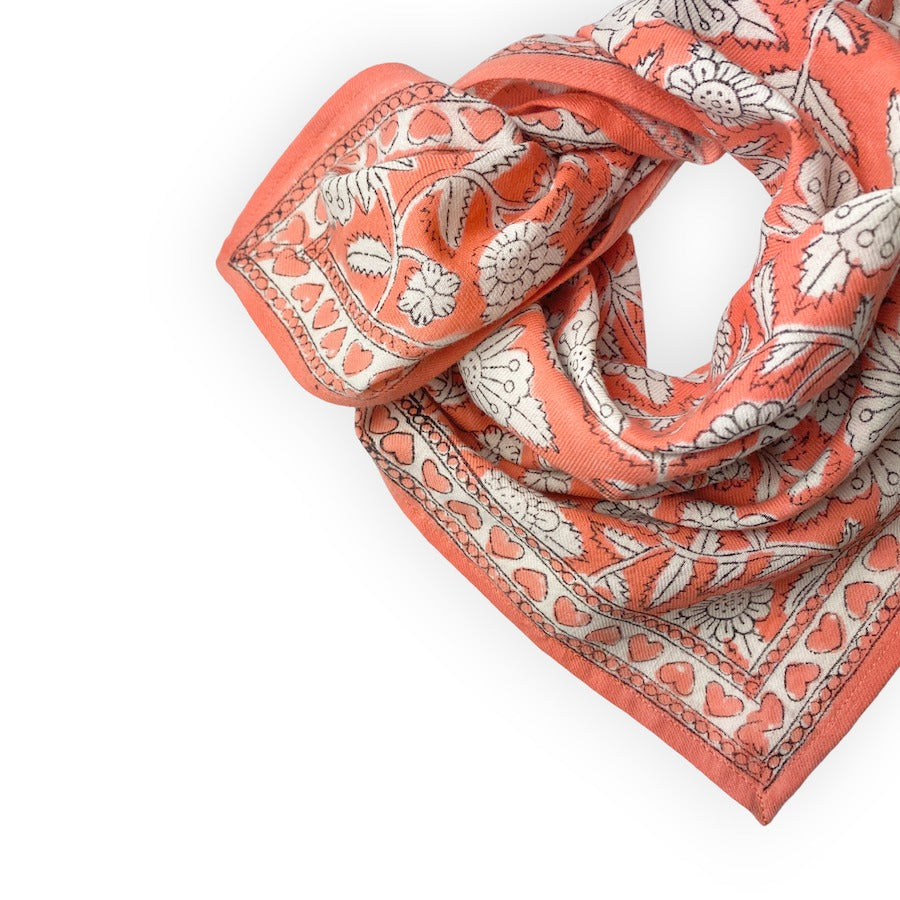 Petit Foulard Apaches Collection - Coeur Papaye