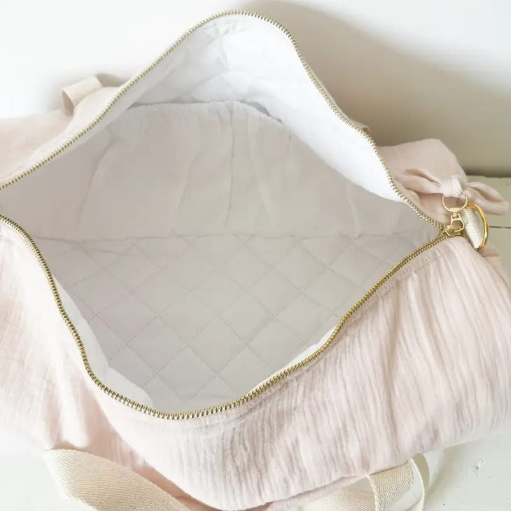 Sac à langer en gaze de coton Les Juliettes - Rose poudré